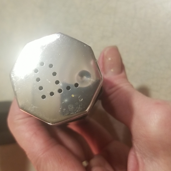 VTG 80s FRENCH OCTAGONAL BLACK GLASS S&P SHAKERS - Picture 7 of 8